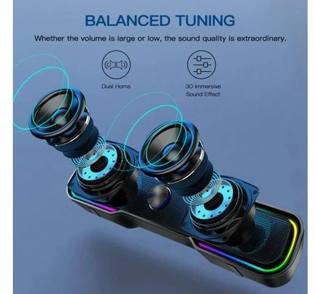 Alt view image 4 of 7 - Computer Speakers,ARCHEER PC RGB Gaming Speakers Wired Computer Soundbar Bluetooth 5.0 USB Powered Desktop Speakers with Stereo Bass LED Light for Desktop PC Laptop Tablet Smartphones (10W/Black)