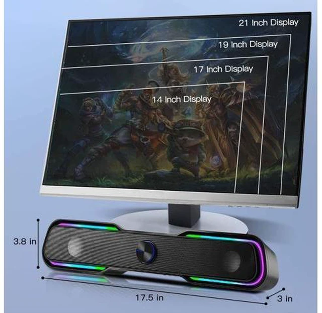 Alt view image 6 of 7 - Computer Speakers,ARCHEER PC RGB Gaming Speakers Wired Computer Soundbar Bluetooth 5.0 USB Powered Desktop Speakers with Stereo Bass LED Light for Desktop PC Laptop Tablet Smartphones (10W/Black)