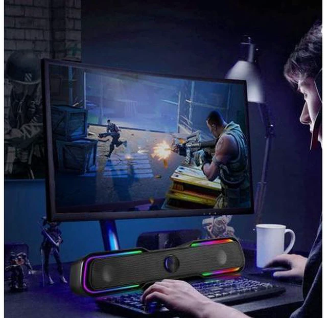 Alt view image 7 of 7 - Computer Speakers,ARCHEER PC RGB Gaming Speakers Wired Computer Soundbar Bluetooth 5.0 USB Powered Desktop Speakers with Stereo Bass LED Light for Desktop PC Laptop Tablet Smartphones (10W/Black)