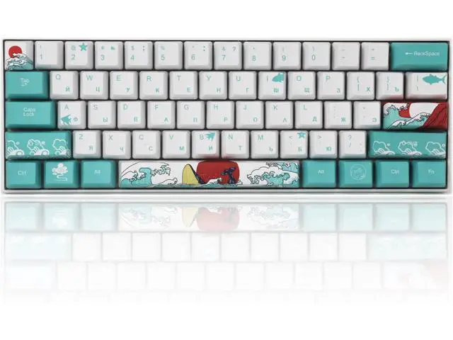 Alt view image 2 of 7 - (Only Keycaps) Russian Coral Sea 60% PBT Keycaps Set OEM Profile for MX Switches Mechanical Gaming Keyboard GK61 64