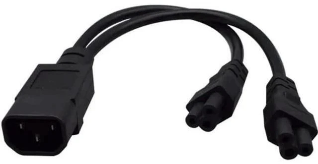 Main image of 1FT C14 Male PDU Style Computer Power Extension Cable Y Splitter Power Plug Cord (C14 to C5+C5)