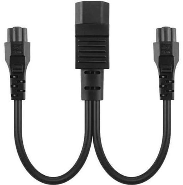 Alt view image 2 of 4 - 1FT C14 Male PDU Style Computer Power Extension Cable Y Splitter Power Plug Cord (C14 to C5+C5)