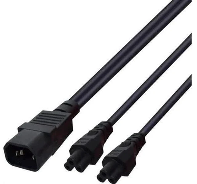 Alt view image 4 of 4 - 1FT C14 Male PDU Style Computer Power Extension Cable Y Splitter Power Plug Cord (C14 to C5+C5)