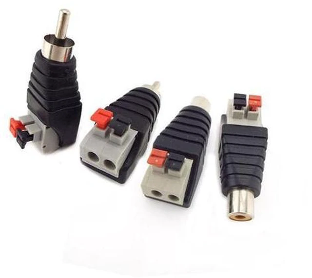 Main image of DC plug RCA Male Female Connector 5.5mmx2.1mm Speaker Wire A/V Cable to Audio Press Plug Terminal Adapter Jack Plug wholesale(10pcs Male)