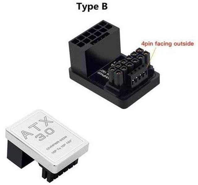 Main image of PCIe5.0 Graphics Card ATX3.0 Power Adapter 12VHPWR 12+4 16Pin 600W Power Supply Adapter Male To Female 180 Degree Turn Connector(Sliver TYPE B)