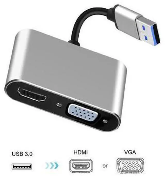 Main image of 3.0 to VGA 1080P HD 2 In 1 Hub Converter For Laptop HDTV Projectors Monitors VGA Sync Output for Windows7/8/10