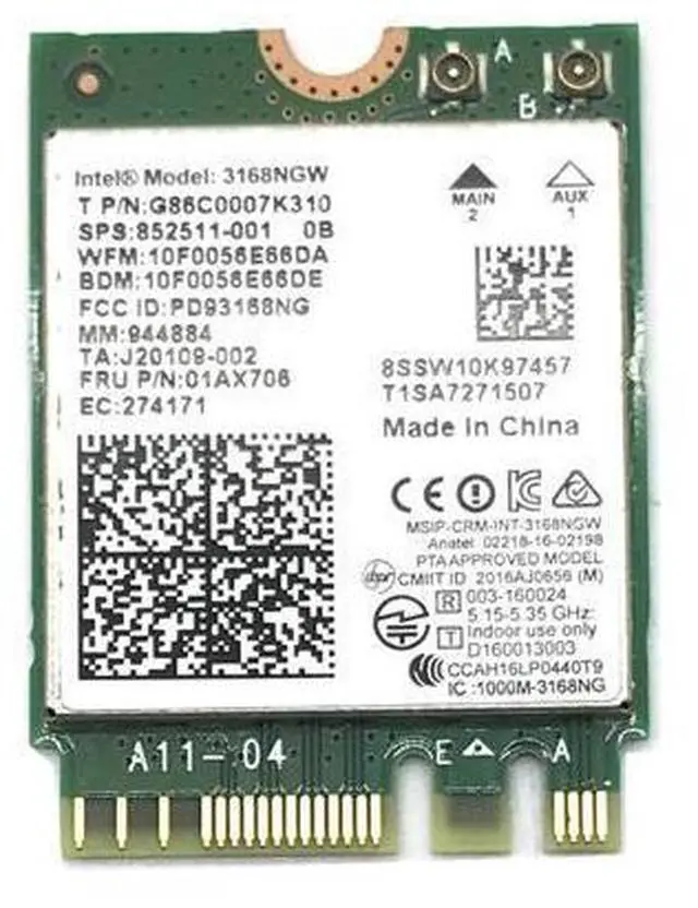 Main image of Dual band Wireless Mini Wlan For Intel 3168 AC 3168NGW NGFF M.2 802.11ac Wifi Bluetooth 4.2 Card 2.4G 5Ghz Network Wi-Fi Adapter