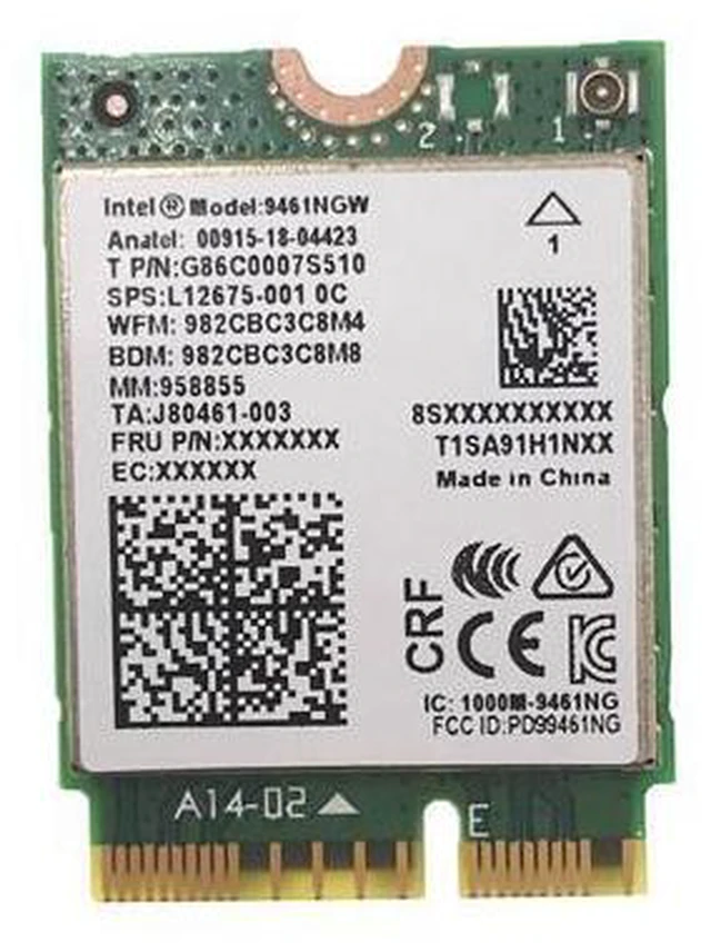 Main image of WIRCARD Dual Band Wireless AC 9461 for Intel 9461NGW 802.11ac NCNVI 2.4G/5G WiFi Card Fit for Bluetooth 5.0