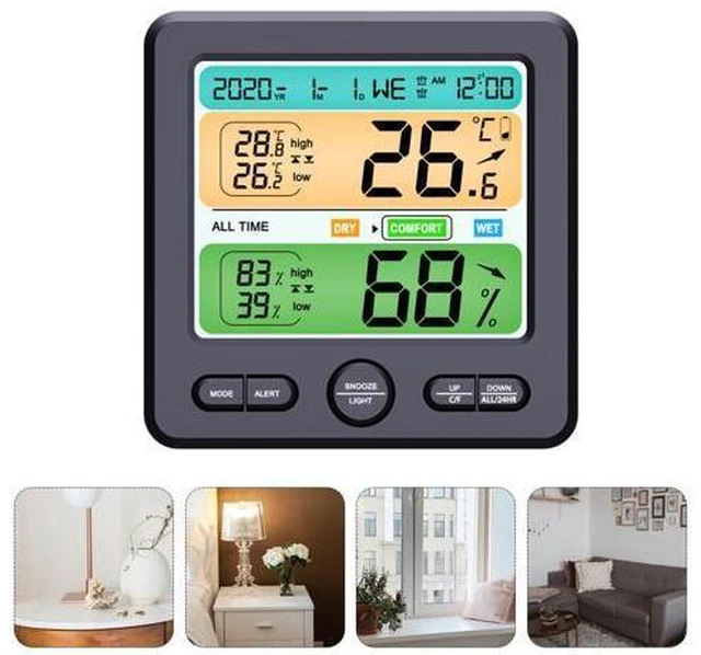 Main image of 1pc Practical Durable Convenient Multipurpose Home Hygrothermograph Thermometer Clock Hygrometer Clock