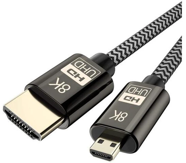 Main image of CABLEDECONN Micro HDMI to HDMI 2.1 8K Cable High Speed 8K@60Hz 4K@120Hz Male to Male Ultra HD HDR Adapter for Digital Cameras camcorders Tablets and Other Devices with Micro HDMI 1.5M
