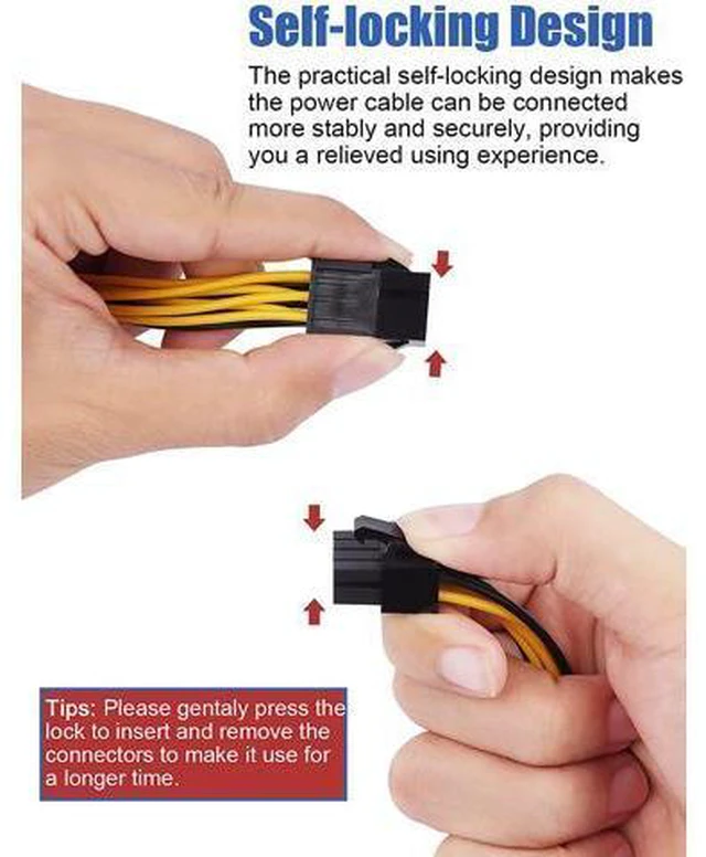 Alt view image 6 of 7 - 6 Pin PCIe - 2 x PCIe 8 (6+2) Pin 6PIN to Dual 8PIN Graphics Card PCI-e Express VGA Splitter Power Extension Cable (4 Pieces)