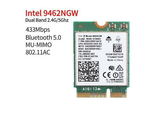 Alt view image 4 of 6 - Dual Band 433Mbps Wireless For Intel AC 9462 9462NGW NGFF Key E Wifi Card 9462AC 8020.11ac Bluetooth 5.0 Laptop Windows 10