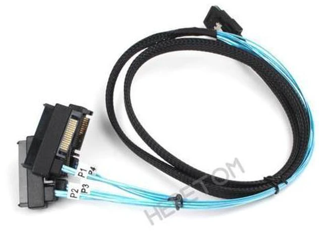 Main image of Mini SAS 36P SFF 8087 to 4 SAS 29 Pin SFF-8482 with 15P SATA Power Cable Hard Drive Splitter Cord Wire connectors 1M