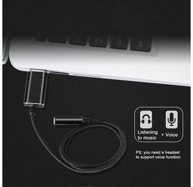 Alt view image 5 of 7 - USB to Audio Jack, USB to Audio Adapter 3.5mm to USB, External Stereo Sound Card for Headset/Microphone/Laptop/PC Wuwai