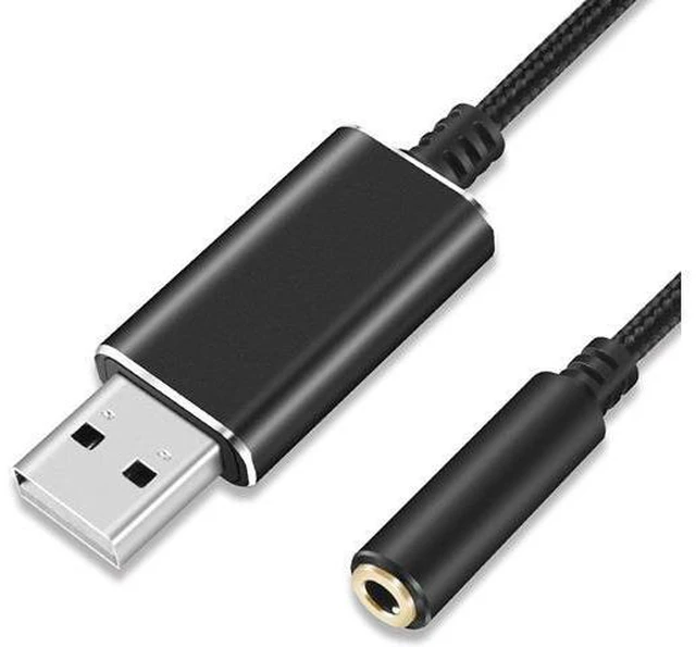 Alt view image 6 of 7 - USB to Audio Jack, USB to Audio Adapter 3.5mm to USB, External Stereo Sound Card for Headset/Microphone/Laptop/PC Wuwai