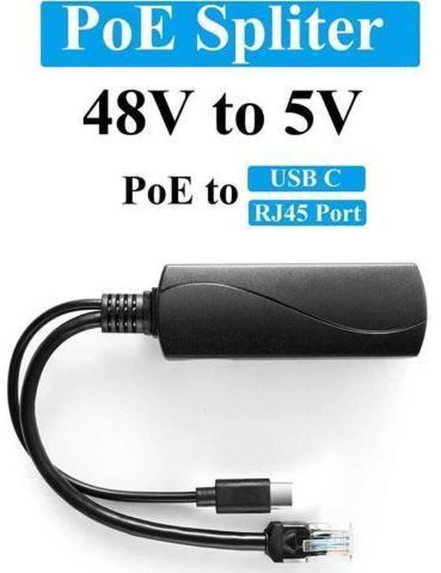 Alt view image 2 of 6 - Type C PoE Splitter 5V 2.4A Output, IEEE 802.3af Standard 10, 100Mbps for Type C RJ45 Port Power Over Ethernet Type C Splitter Adapter