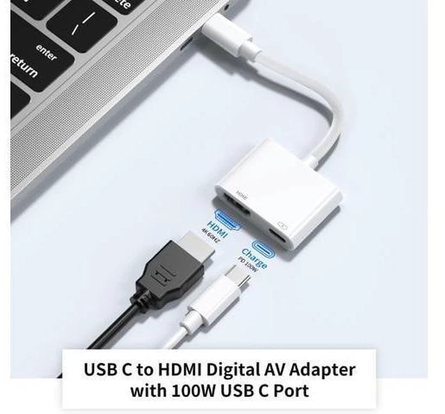 Alt view image 2 of 7 - USB-C to HDMI Adapter 4K@60Hz for iPhone 15 16 MacBook Pro Air iPad Pro USB 3.1 Type C Digital AV HDMI 2.0 Cord Compatible with Galaxy S25/S24/S23/S22 Pixelbook XPS and More