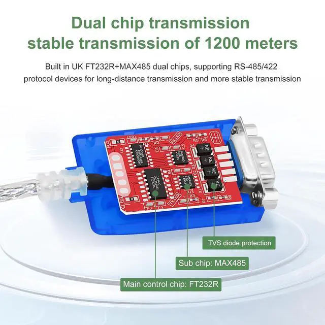 Alt view image 7 of 7 - USB to RS422 RS485 Serial Port Converter Adapter Cable with FTDI Chip Support Windows 10, 8, 7, XP and Mac with ESD Protection (6ft/1.8meter)