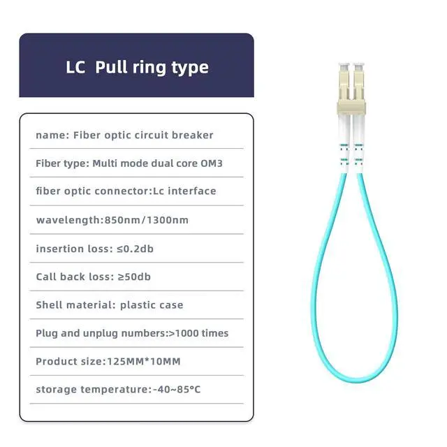 Alt view image 2 of 7 - 10pack LC to LC OM3 10Gb Multimode Fiber Optic Loopback, Durable Pull Ring Design for Network Testing and Maintenance