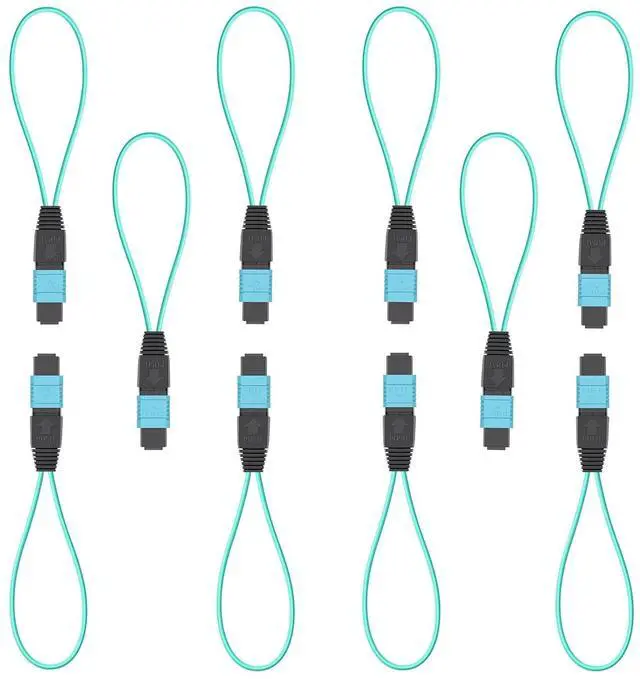 Main image of 10pack MPO 12-Core OM3 Multimode Fiber Loopback, Pull Ring Design for 10Gb Network Testing and Maintenance