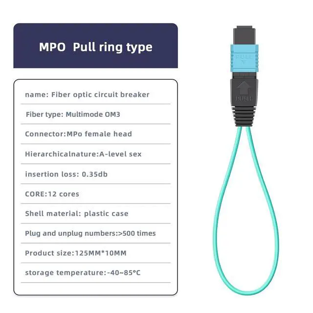 Alt view image 2 of 7 - 5pack MPO 12-Core OM3 Multimode Fiber Loopback, Pull Ring Design for 10Gb Network Testing and Maintenance