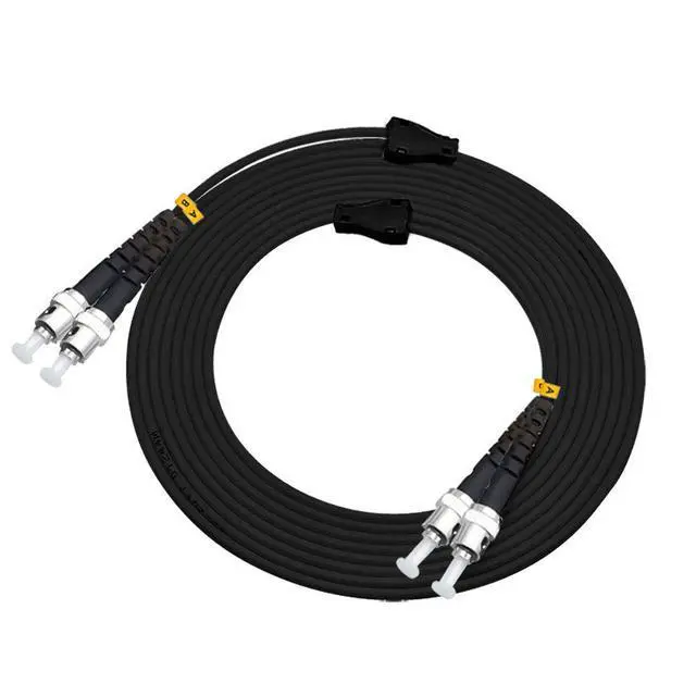 Alt view image 3 of 4 - 10Meters 33FT ST to ST 10/40/100Gbs OM4 Outdoor Armored Duplex 50/125 Fiber Optic Cable Jumper Optical Patch Cord Multimode 10M ST-ST