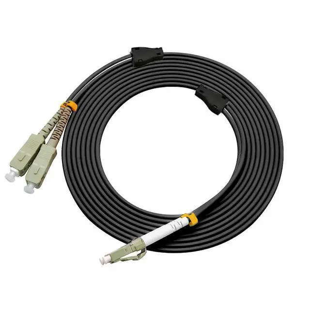 Alt view image 3 of 4 - 10Meters 33FT LC to SC 10/40/100Gbs OM4 Outdoor Armored Duplex 50/125 Fiber Optic Cable Jumper Optical Patch Cord Multimode 10M LC-SC