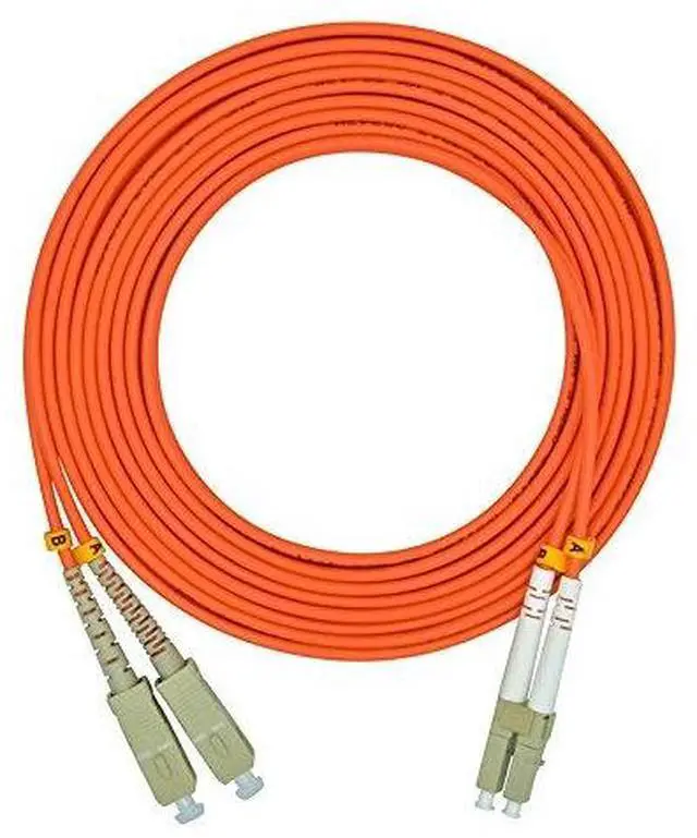 Main image of 15Meters 49ft LC to SC Duplex 62.5/125 OM1 Multimode Fiber Optic Cable Jumper Optical Patch Cord LC-SC
