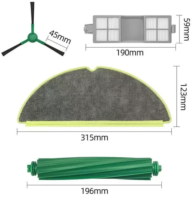 Alt view image 2 of 3 - Main brush/side brush/rag/filter/dust bag compatible with iRobot Roomba 205 robot vacuum cleaner spare parts