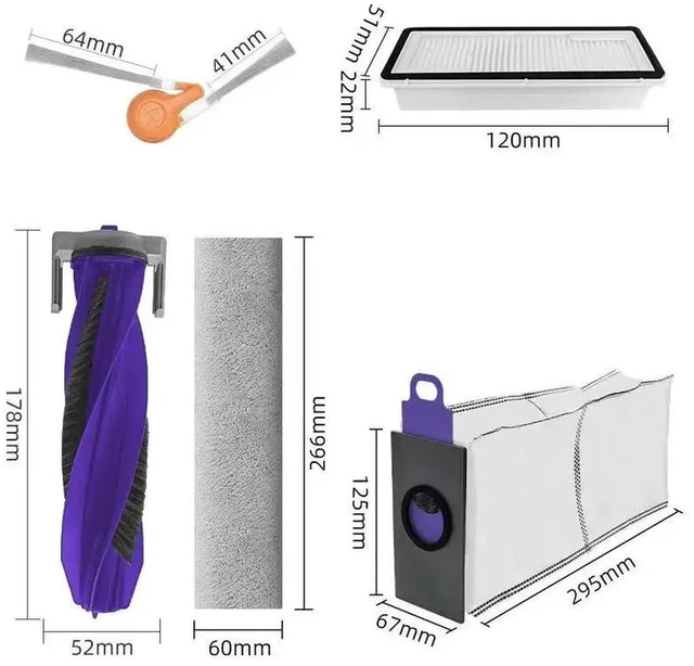 Alt view image 3 of 3 - Compatible with Narwal JX robot vacuum cleaner main brush/side brush/roller mop/dust bag/HEPA filter spare parts