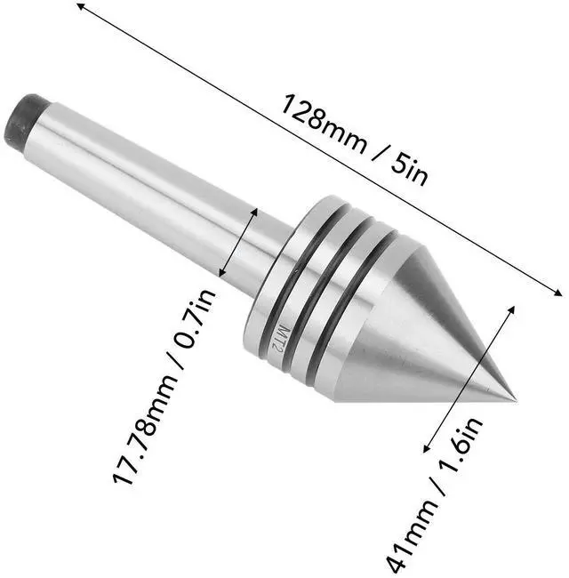 Alt view image 2 of 2 - Tailstock Live Center HSS High Accuracy Wear Resistant 60 Degree MT2 Lathe Tailstock Accessories for CNC