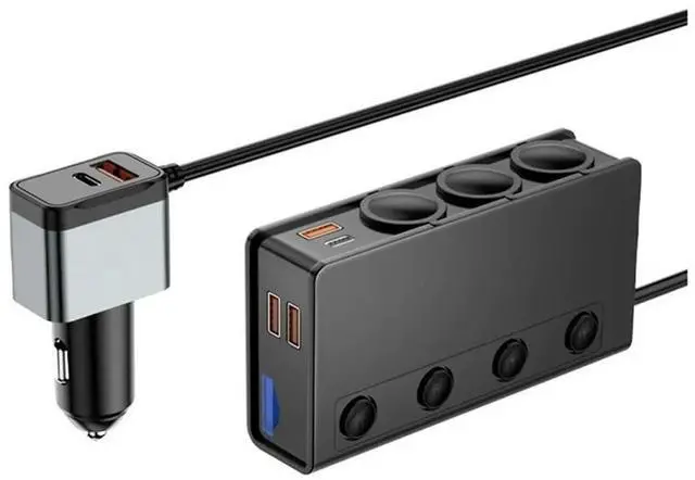 Alt view image 2 of 2 - 180W One-For-Three Car Charger QC3.0 Fast-Charging Vehicle Charger Through Current