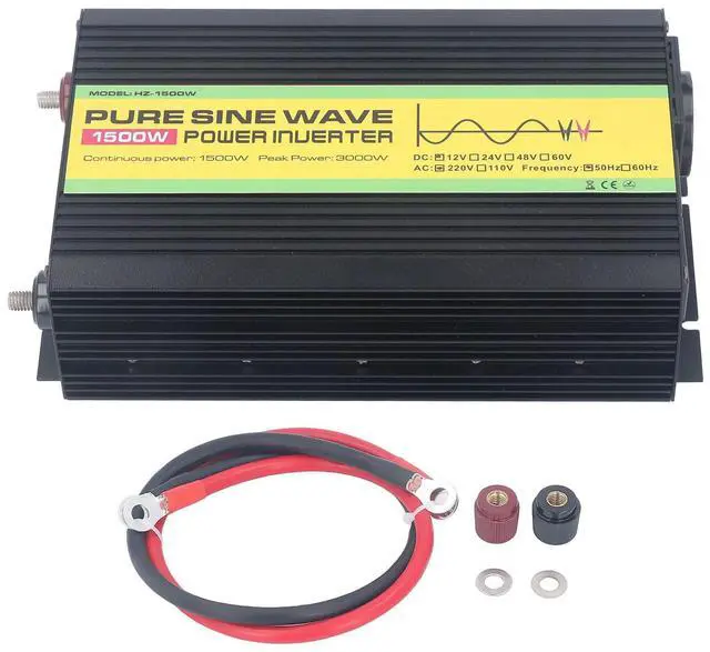 Main image of 1500W Pure Sine Wave Power Inverter DC 12V to AC 220V Peak Power 3000W with LCD Single Digital Display