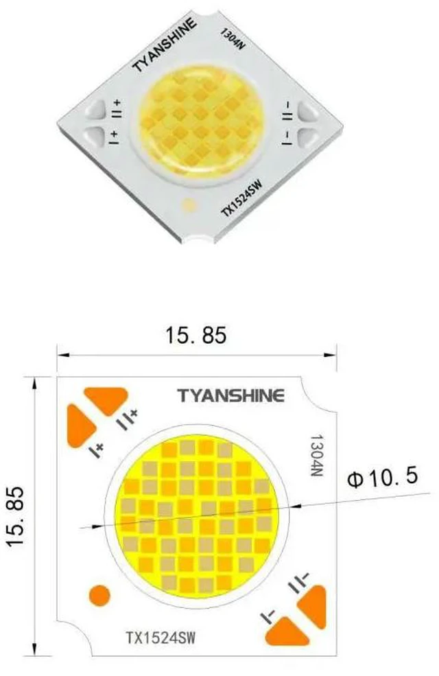Alt view image 3 of 4 - 1524SW CW+WW 2in1 Cob LED Beads 15.85mm 27W Dual Color Temperature 2700-6000K Adjustment COB Light Source