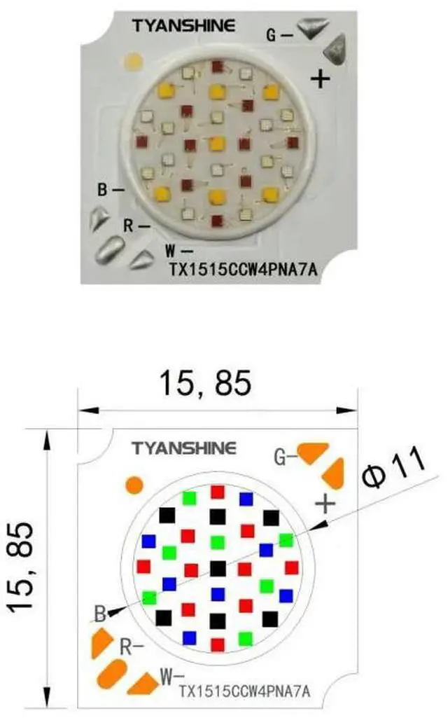 Main image of 1515 RGBW COB LED Chip 50W 4-Color Full Color High CRI 90 115° Viewing Angle Integrated LED Bead