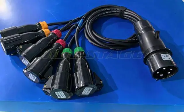 Alt view image 3 of 3 - 32A 1 Drag 6 Scattered Tail 16A Cable Stage Lighting Sound Large Screen Power Box Cable Line Distribution Cabinet Plug 1 In 6