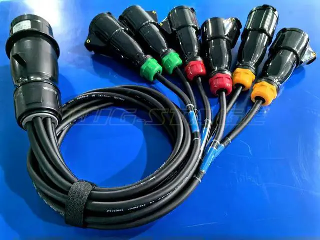 Alt view image 2 of 3 - 32A 1 Drag 6 Scattered Tail 16A Cable Stage Lighting Sound Large Screen Power Box Cable Line Distribution Cabinet Plug 1 In 6