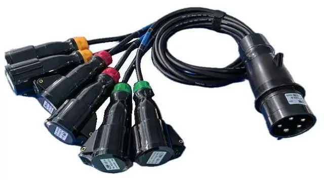 Main image of 32A 1 Drag 6 Scattered Tail 16A Cable Stage Lighting Sound Large Screen Power Box Cable Line Distribution Cabinet Plug 1 In 6