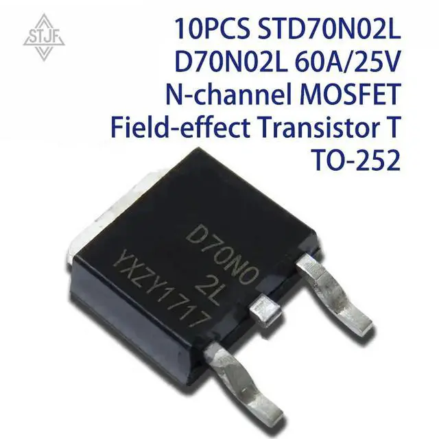 Alt view image 2 of 2 - 10PCS STD70N02L D70N02L 60A/25V N-channel MOSFET Field-effect Transistor T TO-252