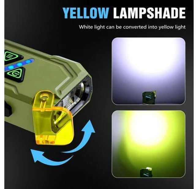 Alt view image 7 of 7 - EDC Rechargeable Flat Flashlight 1000 Lumens White LED/UV/RGB Ambient Signaling Flashlights, Magnetic Clip on Pocket Light for Outdoors, Emergency, Working (1, Green, Compact)