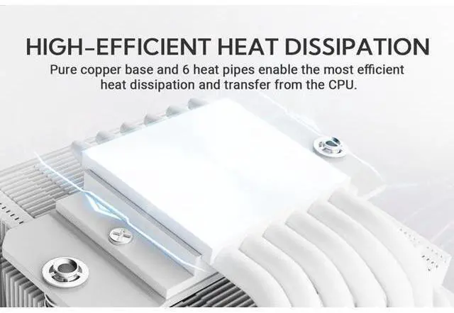 Alt view image 2 of 7 - ID-COOLING IS-67-XT White 67mm Height Low Profile CPU Cooler 6 Heatpipes CPU Air Cooler for HTPCs, ITX, and Small Form Factor Builds, 120x15mm Slim Fan, Support Intel LGA1700/1200/115X, AMD AM5/AM4