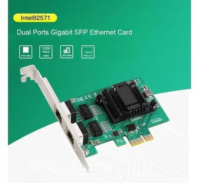 Alt view image 3 of 7 - 2-Port Gigabit PCIe SFP Network Card 1000M Dual Ports PCI Express Ethernet Adapter with Intel 82571EB LAN NIC Card for Support PXE for Windows/Windows Server/Linux with Low Profile