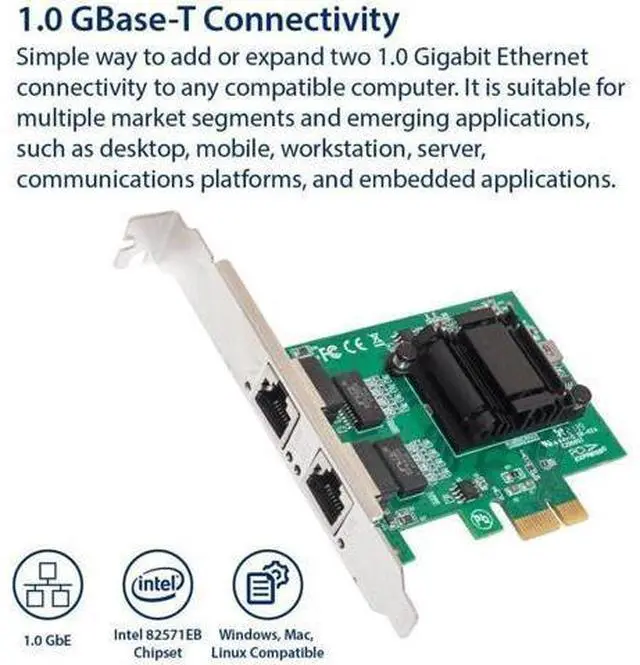 Alt view image 7 of 7 - 2-Port Gigabit PCIe SFP Network Card 1000M Dual Ports PCI Express Ethernet Adapter with Intel 82571EB LAN NIC Card for Support PXE for Windows/Windows Server/Linux with Low Profile