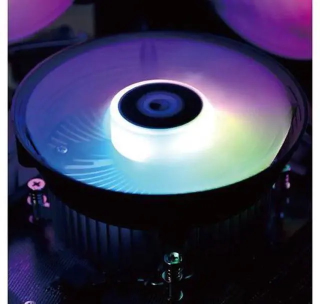 Alt view image 3 of 7 - ID-COOLING DK-03i CPU Cooler for LGA1200/115X, 60mm Height Low-Profile CPU Air Cooler with Aluminum Fins, Rainbow RGB Lighting, 120mm PWM Fan, Thermal Compound Included, TDP 100W