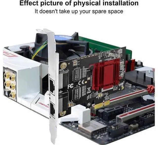 Alt view image 3 of 7 - Dual-Port PCIe Gigabit Network Card 1000M PCI Express Ethernet Adapter with In-tel 82575/82576 Two Ports LAN NIC Card for Support PXE for Windows/Windows Server/Linux/Freebsd/DOS with Low Profile