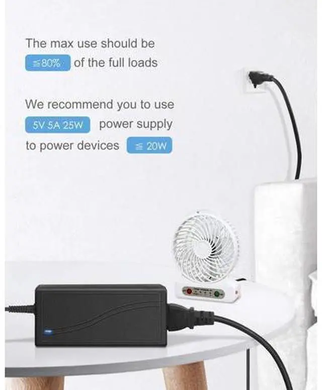 Alt view image 7 of 7 - 5V 5A AC to DC Power Supply Adapter Converter 5.5x2.5mm Plug AC 100V~240V Input for WS2812B WS2811 SK6812 LED Pixel Strip Light CCTV Camera Security System - OEM