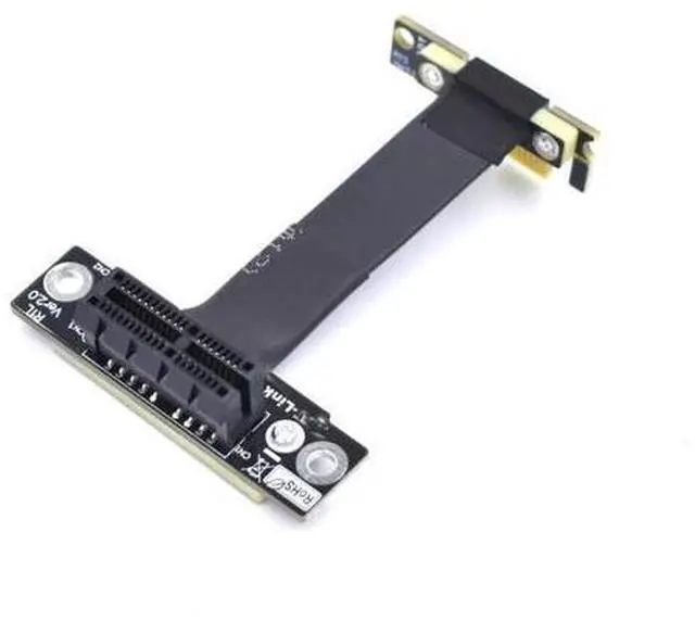 Alt view image 2 of 3 - 90 Degree Right Angle PCIE X1 Riser PCIe 3.0 x1 to x1 Extension Cable 8Gbps PCI Express 1x Riser Card Ribbon Extender