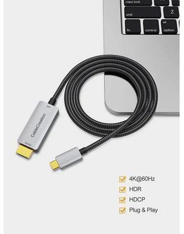 Alt view image 7 of 7 - USB C to HDMI Cable 3.3FT HDR 4K@60Hz, 2K@144Hz, 2K@120Hz, CableCreation USB Type C to HDMI Adapter Thunderbolt 3 Compatible for MacBook Pro/Air, iMac, iPad Pro 2020, Galaxy S20 S10/Note 10 and More