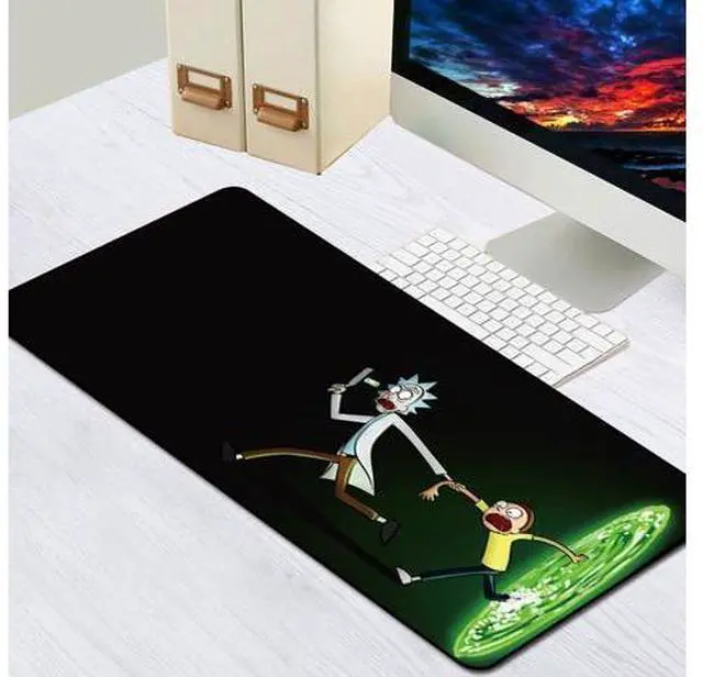Main image of Rick and Morty Anime Gaming Mouse Pad XL Large Gaming Mouse Pad Locking Edge Computer Keyboard Pad Mat Anti-slip Natural Rubber