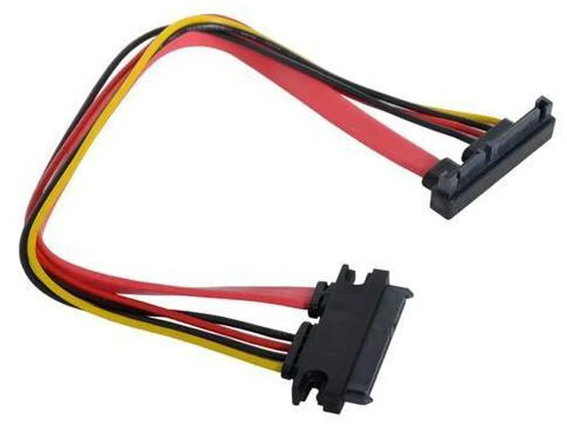 Alt view image 4 of 5 - Down Angled SATA III 3.0 7+15 22 Pin SATA Male to Female Data Power Extension Cable 30cm
